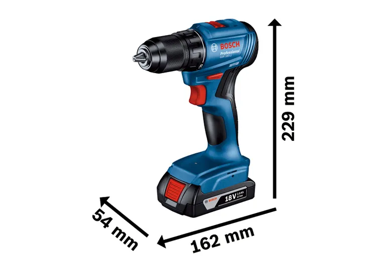 สว่านไร้สาย Bosch GSR 185-LI 18V 2.0Ah ขนาด.