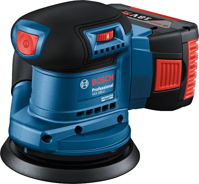 เครื่องขัดแบบสุ่มวงโคจร Bosch GEX 185-LI พร้อมแผ่นขัดขนาด 125 มม.