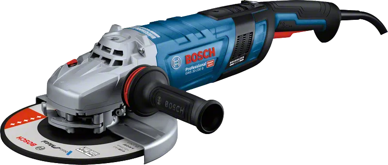 เครื่องเจียรไฟฟ้า Bosch GWS 30-230 B พร้อมด้ามจับที่ถูกหลักสรีรศาสตร์.