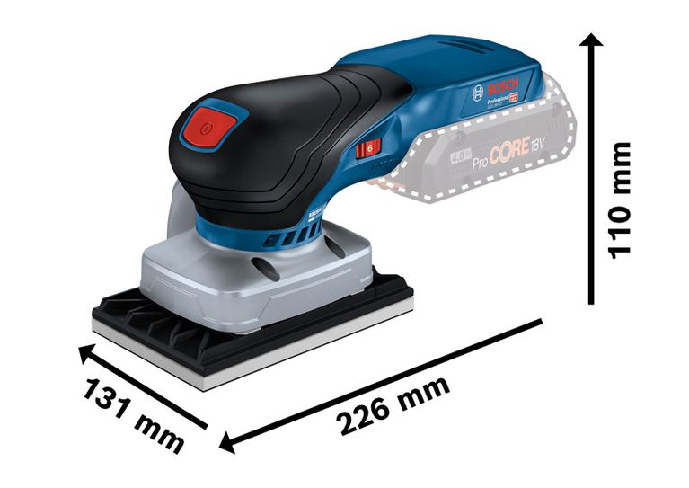 เครื่องขัดกระดาษทรายไร้สาย Bosch GSS 18V-13 พร้อมขนาด