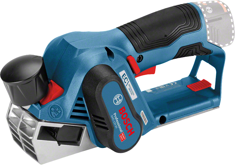 เครื่องไสไม้ไร้สาย Bosch GHO 12V-20 พร้อมด้ามจับที่ถูกหลักสรีรศาสตร์.