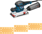 เครื่องขัดกระดาษทราย Bosch GSS 280 AVE พร้อมกล่องเก็บฝุ่นและแผ่นขัด.