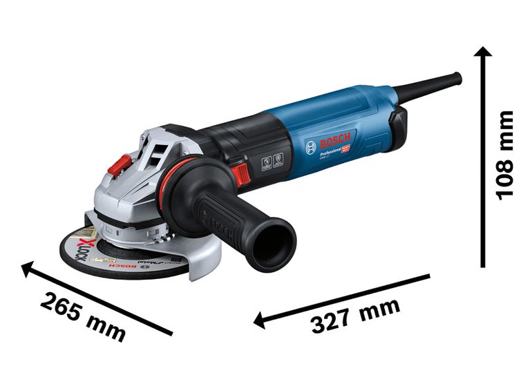 เครื่องเจียรไฟฟ้า Bosch GWS 17 ที่มีขนาดมิติ.