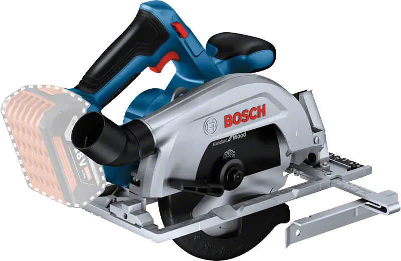 Bosch GKS 185-LI เลื่อยวงเดือนไร้สายพร้อมตัวนำทางด้านข้าง.