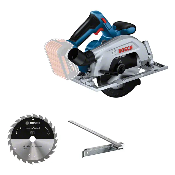 Bosch GKS 185-LI เลื่อยวงเดือนไร้สาย พร้อมใบเลื่อยและตัวนำ.