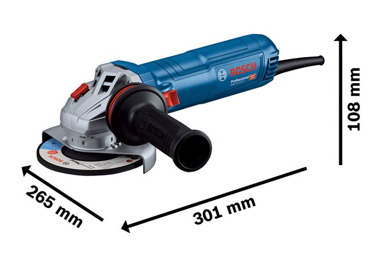 เครื่องเจียรไฟฟ้า Bosch GWS 12-125 S มีขนาดมิติ.