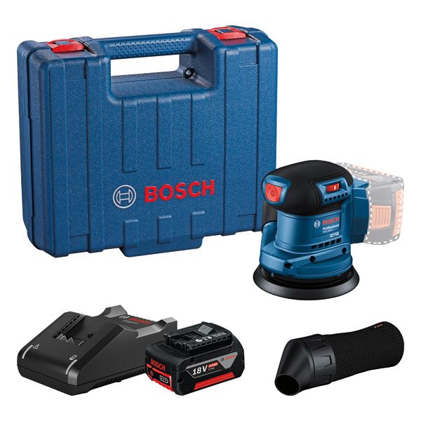 ชุดเครื่องขัดแบบสุ่มวงโคจร Bosch GEX 185-LI พร้อมแผ่นขัดขนาด 125 มม.