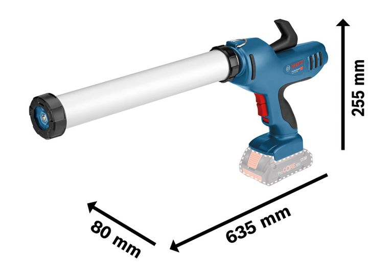 GCG 18V-600 ปืนยิงกาวไร้สาย Bosch GCG 18V-600 พร้อมขนาด
