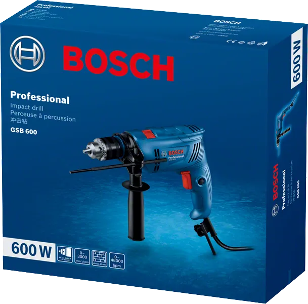 บรรจุภัณฑ์สว่านกระแทก Bosch GSB 600.