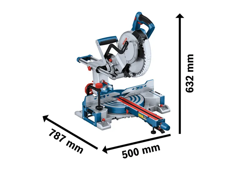 เลื่อยตัดองศาไร้สาย Bosch GCM 18V-254 D พร้อมขนาด