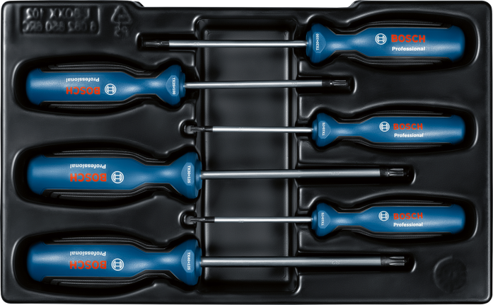 ชุดไขควง Bosch TX 6 ชิ้น บรรจุในถาดเปิด