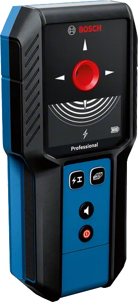 เครื่องตรวจจับ Bosch GMS 120-27 สามารถค้นหาโลหะและสายเคเบิลที่มีกระแสไฟฟ้าได้.