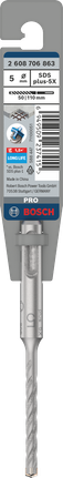 ดอกสว่านเจาะกระแทก PRO SDS plus-5X, ขนาด 5 x 50 x 110 มม. ดอกสว่านกระแทก Bosch PRO SDS plus-5X 5×50×110 มม.