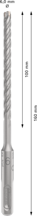 ดอกสว่านเจาะกระแทก PRO SDS plus-5X, ขนาด 6 x 100 x 160 มม. ดอกสว่านกระแทก Bosch PRO SDS plus-5X 6 x 100 x 160 มม.