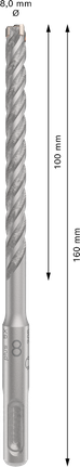ดอกสว่านเจาะกระแทก PRO SDS plus-5X, ขนาด 8 x 100 x 160 มม. ดอกสว่านกระแทก Bosch PRO SDS plus-5X 8x100x160 มม.