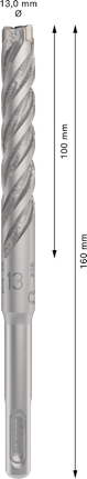 ดอกสว่านเจาะกระแทก PRO SDS plus-5X, ขนาด 13 x 100 x 160 มม. ดอกสว่านกระแทก Bosch PRO SDS plus-5X 13x100x160 มม.