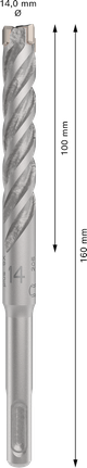 ดอกสว่านเจาะกระแทก PRO SDS plus-5X, ขนาด 14 x 100 x 160 มม. ดอกสว่านกระแทก Bosch PRO SDS plus-5X 14x100x160 มม.
