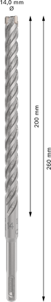 ดอกสว่านเจาะกระแทก PRO SDS plus-5X, ขนาด 14 x 200 x 260 มม. ดอกสว่านกระแทก Bosch PRO SDS plus-5X 14x200x260 มม.