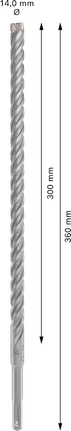 ดอกสว่านเจาะกระแทก PRO SDS plus-5X, ขนาด 14 x 300 x 360 มม. ดอกสว่านกระแทก Bosch PRO SDS plus-5X 14x300x360 มม.