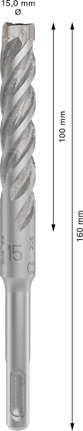 ดอกสว่านเจาะกระแทก PRO SDS plus-5X, ขนาด 15 x 100 x 160 มม. ดอกสว่านกระแทก Bosch PRO SDS plus-5X 15มม. ความยาว 160มม.