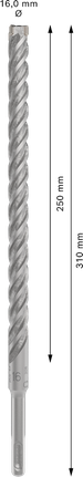 ดอกสว่านเจาะกระแทก PRO SDS plus-5X, ขนาด 16 x 250 x 310 มม. ดอกสว่านกระแทก Bosch PRO SDS plus-5X 16x250x310 มม.