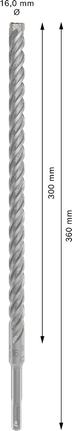 ดอกสว่านเจาะกระแทก PRO SDS plus-5X, ขนาด 16 x 300 x 360 มม. ดอกสว่านกระแทก Bosch PRO SDS plus-5X 16x300x360มม.