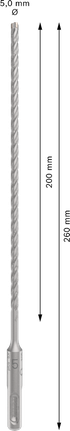 ดอกสว่านเจาะกระแทก PRO SDS plus-5X, ขนาด 5 x 200 x 260 มม. ดอกสว่านกระแทก Bosch PRO SDS plus-5X 5x200x260 มม.