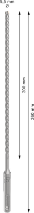 ดอกสว่านเจาะกระแทก PRO SDS plus-5X, ขนาด 5.5 x 200 x 260 มม. ดอกสว่านกระแทก Bosch PRO SDS plus-5X 5.5x200x260 มม.