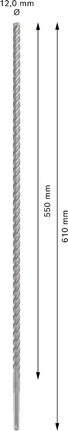 ดอกสว่านเจาะกระแทก PRO SDS plus-5X, ขนาด 12 x 550 x 610 มม. ดอกสว่านกระแทก Bosch PRO SDS plus-5X 12x550x610 มม.