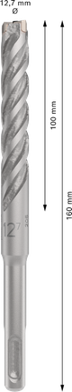 ดอกสว่านเจาะกระแทก PRO SDS plus-5X, ขนาด 12.7 x 100 x 160 มม. ดอกสว่านกระแทก Bosch PRO SDS plus-5X เส้นผ่านศูนย์กลาง 12.7 มม.