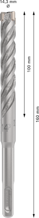 ดอกสว่านเจาะกระแทก PRO SDS plus-5X, ขนาด 14.3 x 100 x 160 มม. ดอกสว่านกระแทก Bosch PRO SDS plus-5X 14.3x160มม.