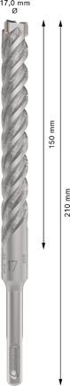 ดอกสว่านเจาะกระแทก PRO SDS plus-5X, ขนาด 17 x 150 x 210 มม. ดอกสว่านกระแทก Bosch PRO SDS plus-5X 17 มม. ความยาว 210 มม.