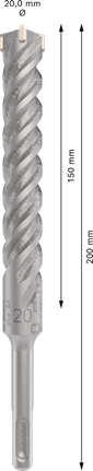 ดอกสว่านเจาะกระแทก PRO SDS plus-5X, ขนาด 20 x 150 x 200 มม. ดอกสว่านกระแทก Bosch PRO SDS plus-5X 20 x 150 x 200 มม.
