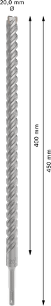 ดอกสว่านเจาะกระแทก PRO SDS plus-5X, ขนาด 20 x 400 x 450 มม. ดอกสว่านกระแทก Bosch PRO SDS plus-5X 20 มม. ความยาว 450 มม.