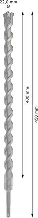 ดอกสว่านเจาะกระแทก PRO SDS plus-5X, ขนาด 22 x 400 x 450 มม. ดอกสว่านกระแทก Bosch PRO SDS plus-5X 22x400x450 มม.