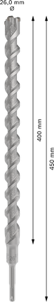 ดอกสว่านเจาะกระแทก PRO SDS plus-5X, ขนาด 26 x 400 x 450 มม. ดอกสว่านกระแทก Bosch PRO SDS plus-5X 26x400x450 มม.