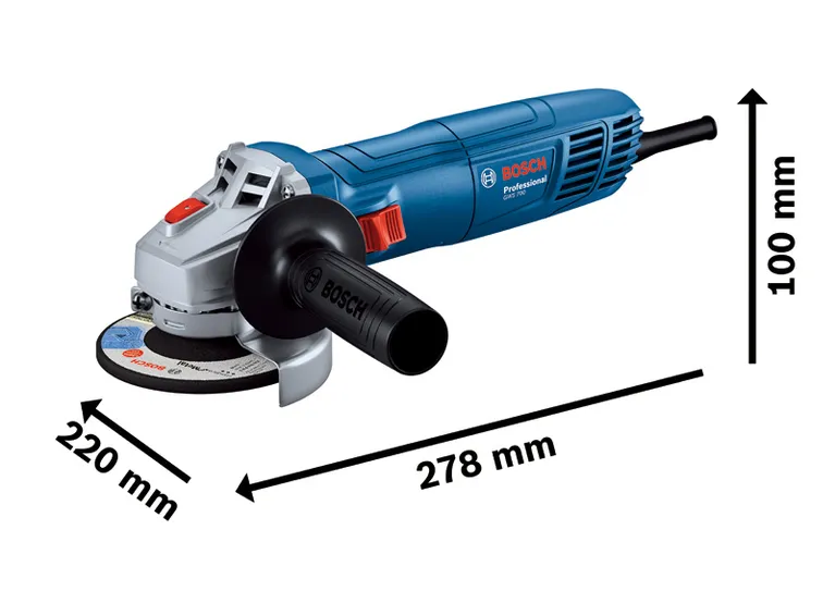 เครื่องเจียรไฟฟ้า Bosch GWS 700 พร้อมด้ามจับด้านข้างตามหลักสรีรศาสตร์.
