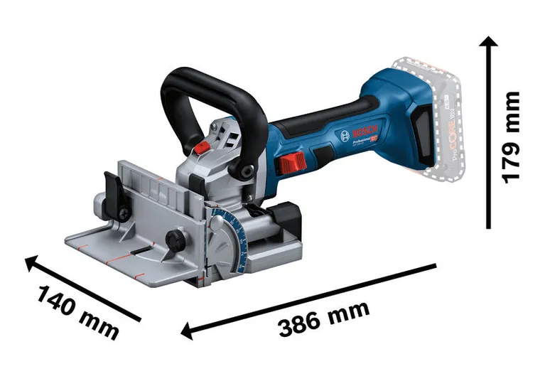 เครื่องต่อไม้บิสกิต Bosch GFF 18V-22 พร้อมรั้วปรับระดับได้.