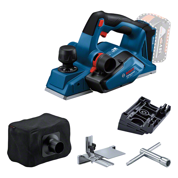 เครื่องไสไม้ไร้สาย Bosch GHO 185-LI พร้อมถุงเก็บฝุ่นและอุปกรณ์เสริม.