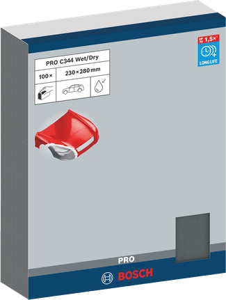 กระดาษทรายขัดด้วยมือ PRO C344 wet and dry, 230 x 280 มม., G600, 100 ชิ้น แผ่นขัดเปียกและแห้ง Bosch PRO C344 230×280 มม.