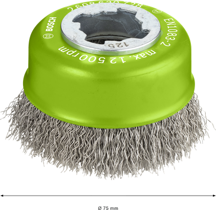 PRO Stainless Steel clean แปรงถ้วยทำความสะอาดสเตนเลส Bosch PRO X-Lock ขนาด 75 มม.