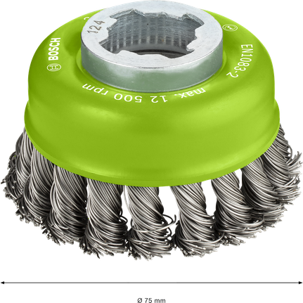 แปรงถ้วยสแตนเลส Bosch PRO X-Lock 75 มม.