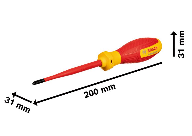 ไขควง VDE PH1x100 ไขควง Bosch VDE PH1 หุ้มฉนวน ยาว 200 มม.