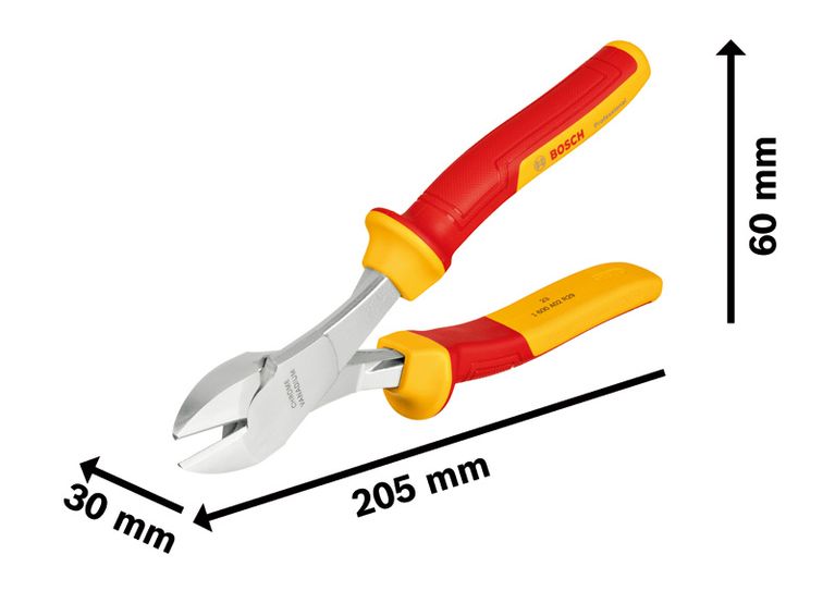 คีมปากเฉียงแรงงัดสูง VDE 200 มม. คีมตัดเฉียง Bosch VDE High Leverage ขนาด 200 มม.