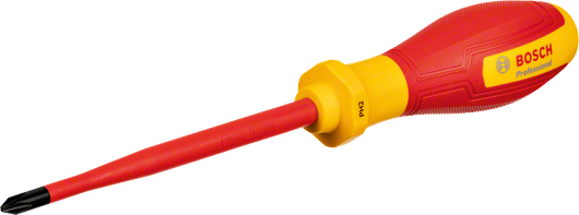 ไขควงหุ้มฉนวน Bosch VDE PH2 พร้อมด้ามจับที่ถูกหลักสรีรศาสตร์.