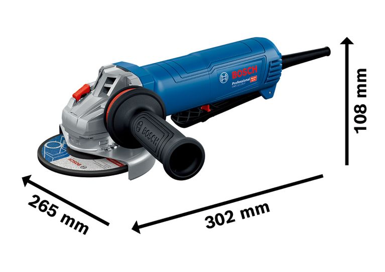 เครื่องเจียรไฟฟ้า Bosch GWS 12-125 P พร้อมด้ามจับที่ถูกหลักสรีรศาสตร์.