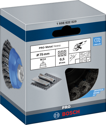 แปรงถ้วยโลหะ Bosch PRO ขนาด 75×0.5 มม.