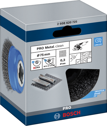 แปรงถ้วย Bosch PRO Metal Clean X-Lock ขนาด 75×0.3 มม.