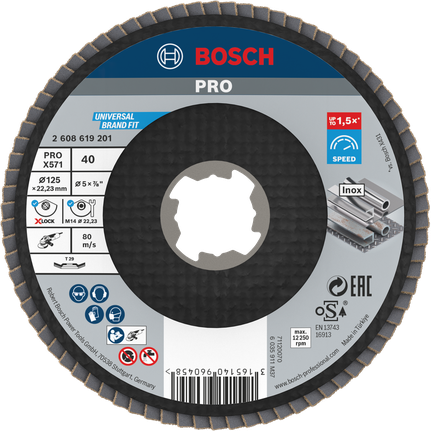 จานขัดแบบเอียง Bosch PRO X571 125มม. G40 X-Lock.