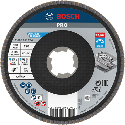 จานขัด Bosch PRO X571 มุม 125 มม. G120 X-Lock.